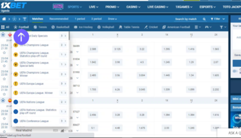Select the Event.  Choose one sport. Available events will be shown in the middle. Click on the odds. The details of your bet can be found on the betslip.
